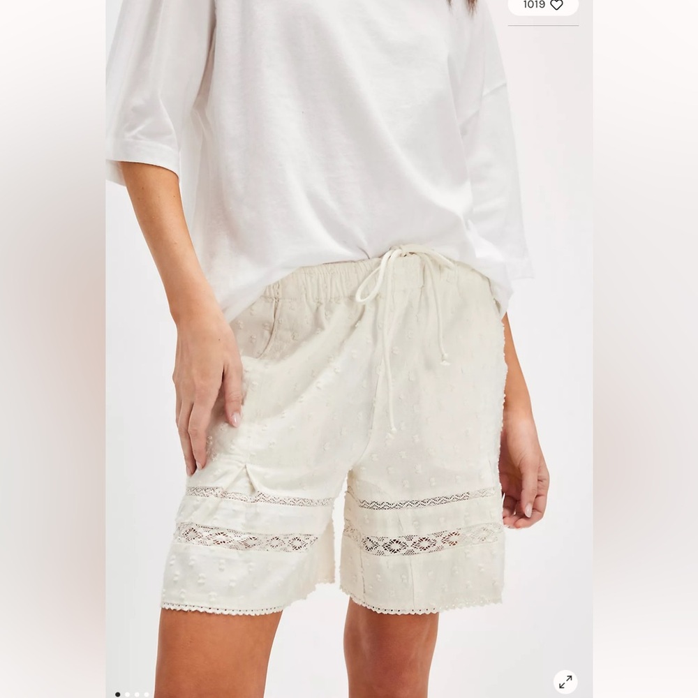 Free People So Sweet Board Eyelet Embroidered Lace High Rise Pull On Shorts SP